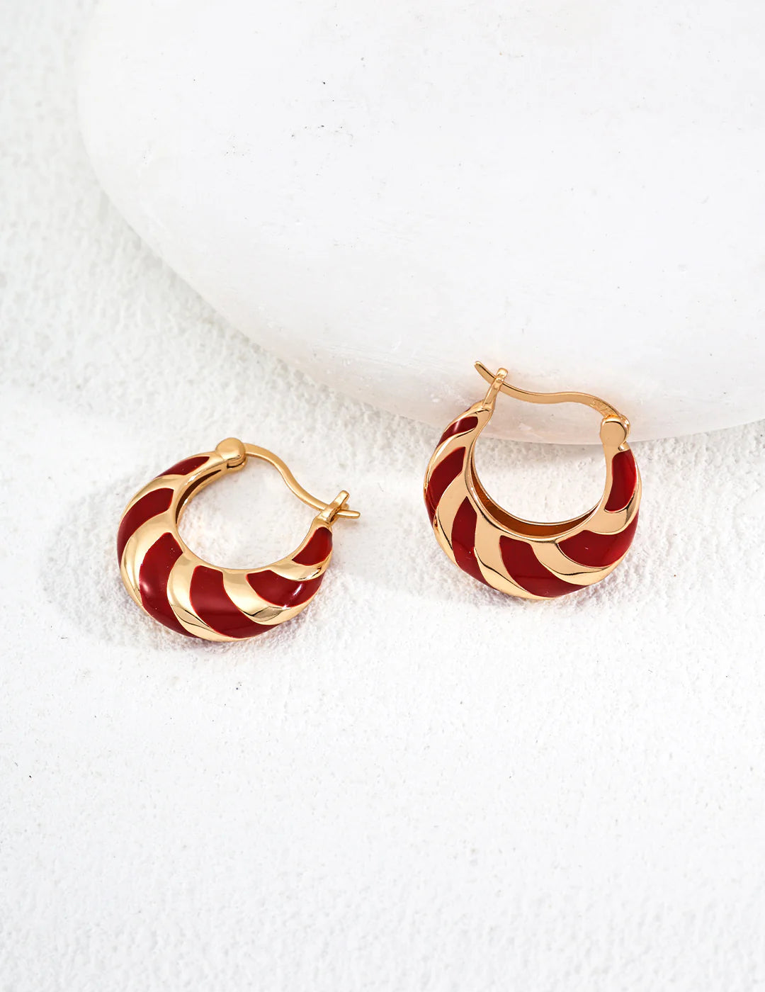 Minimalist Red Glazed Earrings