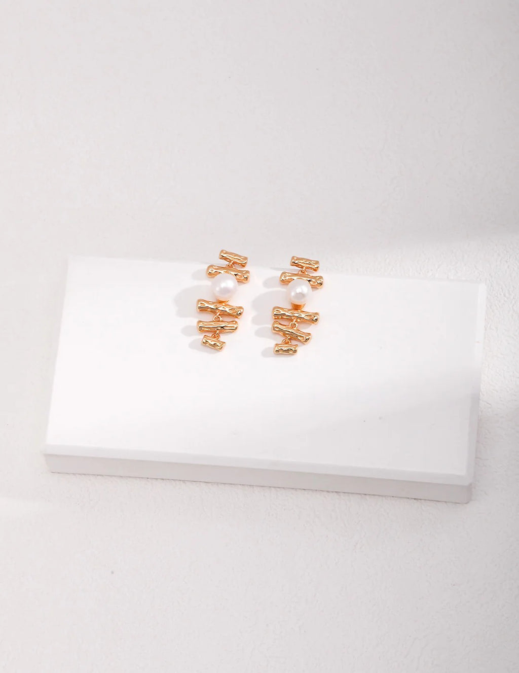 Dainty Geometric Pearl Earrings