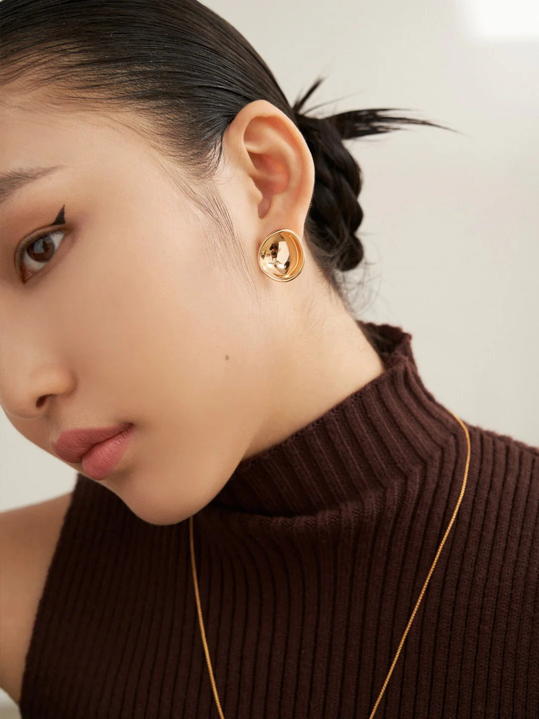 Concave and Convex Style Asymmetrical Stud Earrings