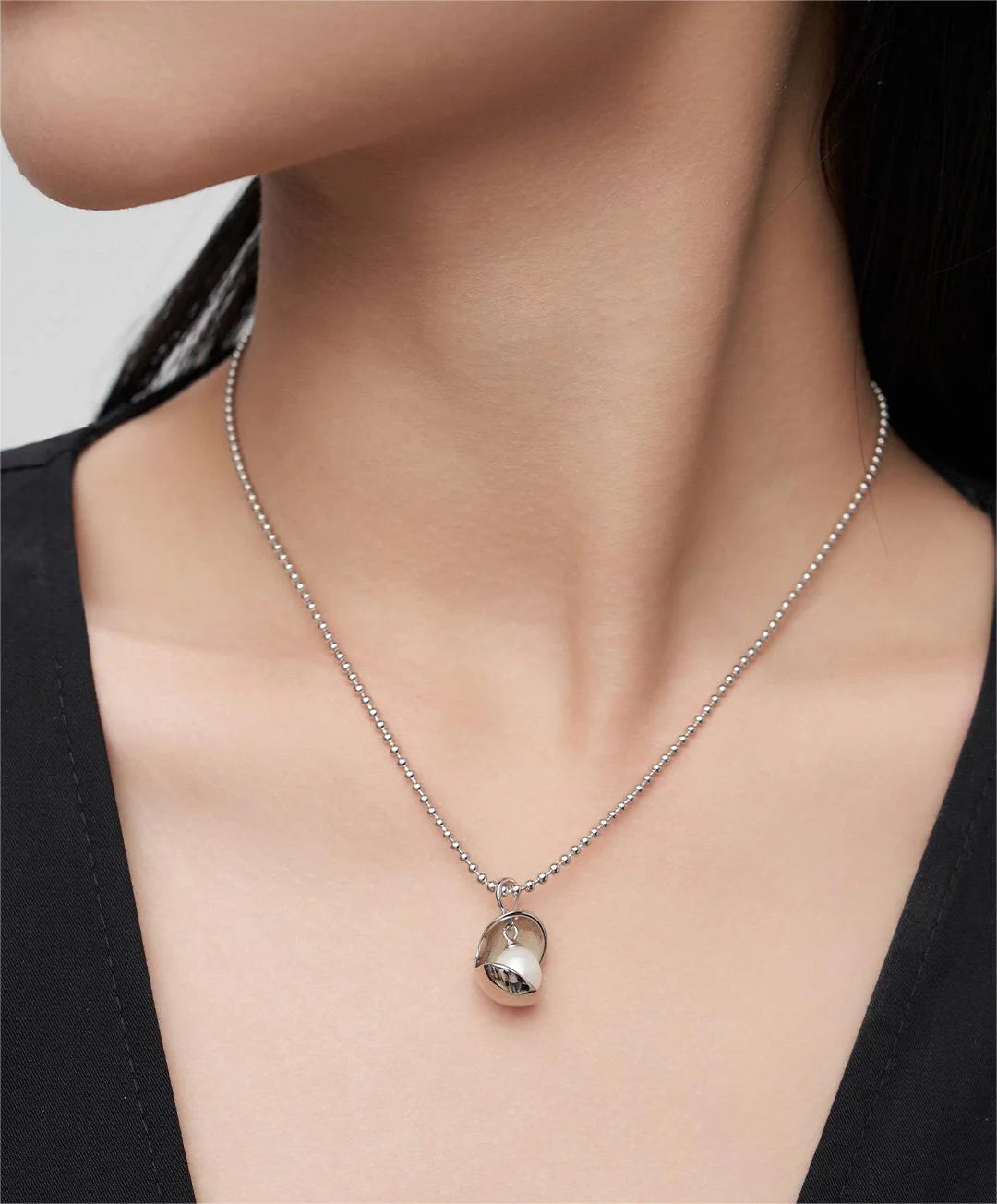 Open Ball Pearl Bead Necklace