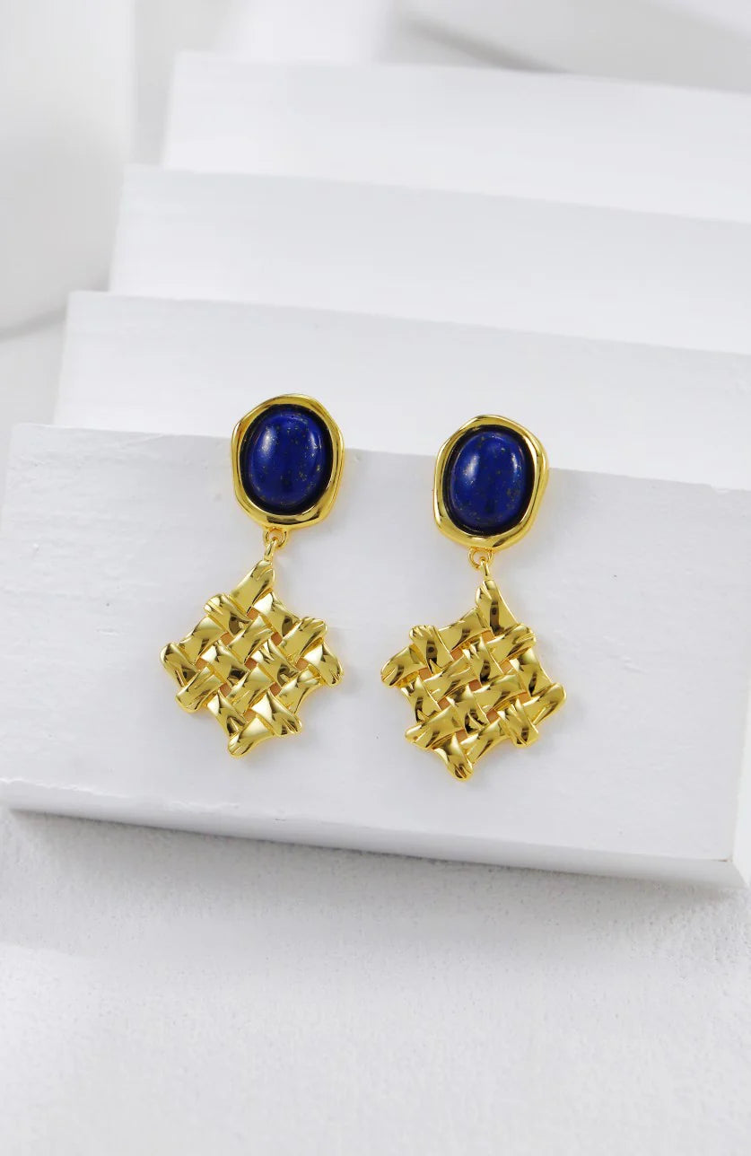 Lapis Lazuli Braided Earrings