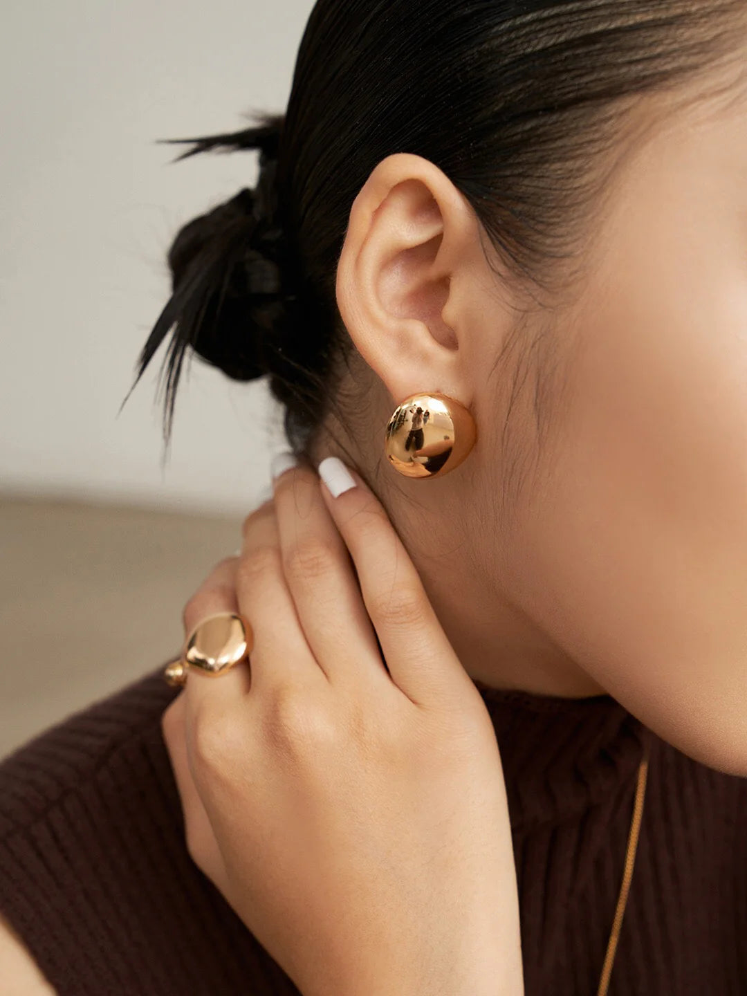 Concave and Convex Style Asymmetrical Stud Earrings
