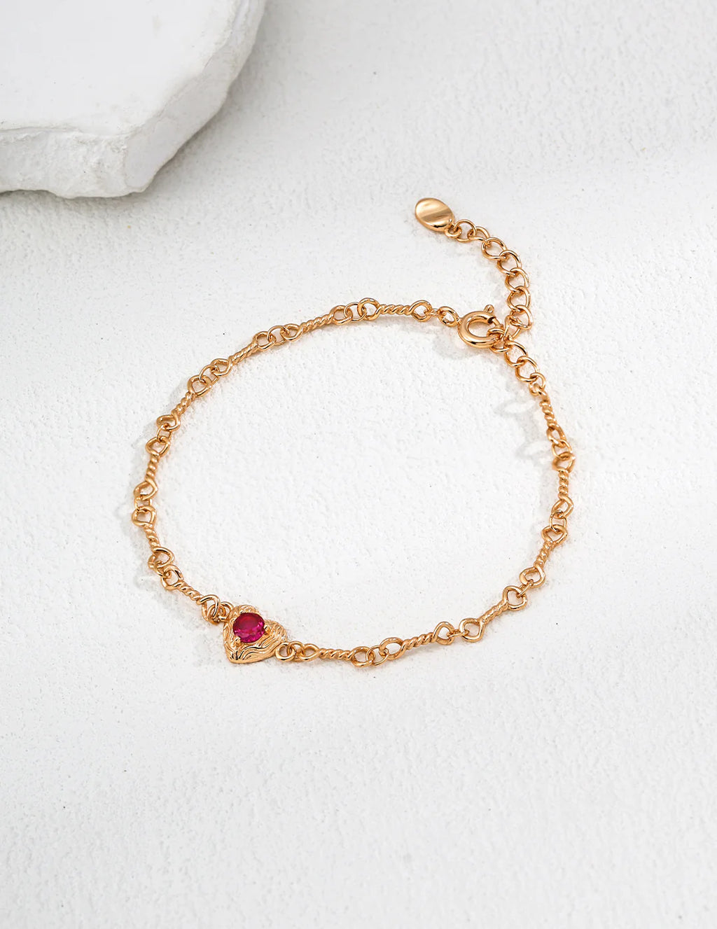 Gold Heart Zircon Chain Bracelet