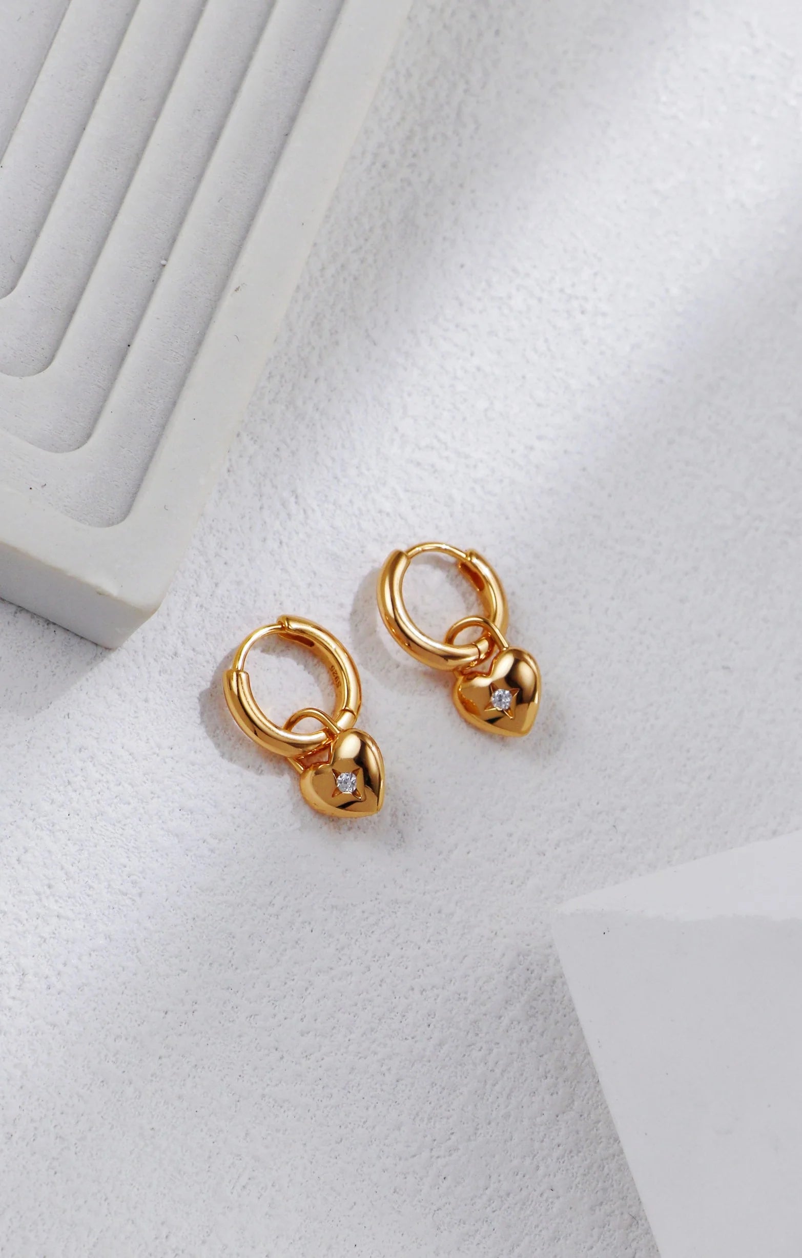 Heart-Shaped Zirconia Earrings