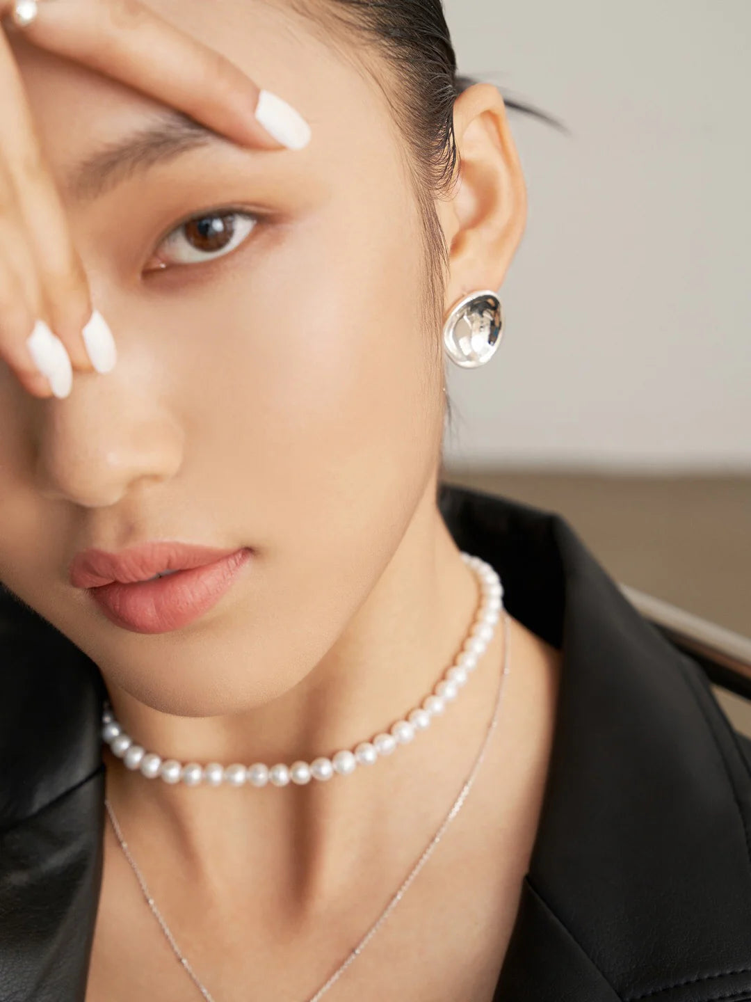 Concave and Convex Style Asymmetrical Stud Earrings