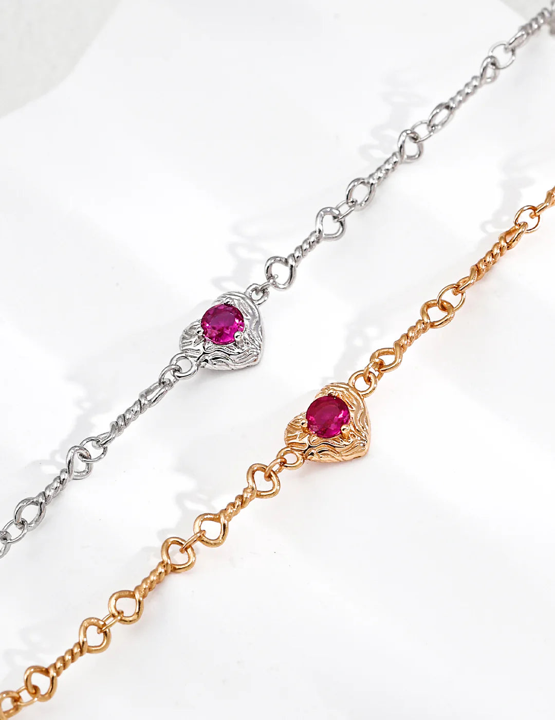 Gold Heart Zircon Chain Bracelet