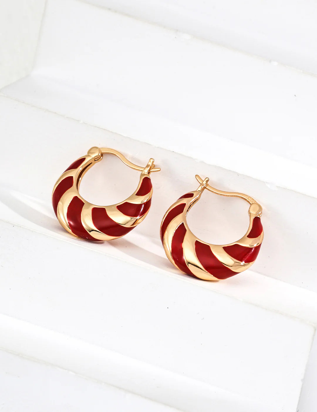 Minimalist Red Glazed Earrings