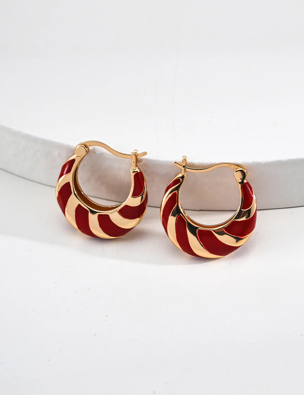 Minimalist Red Glazed Earrings