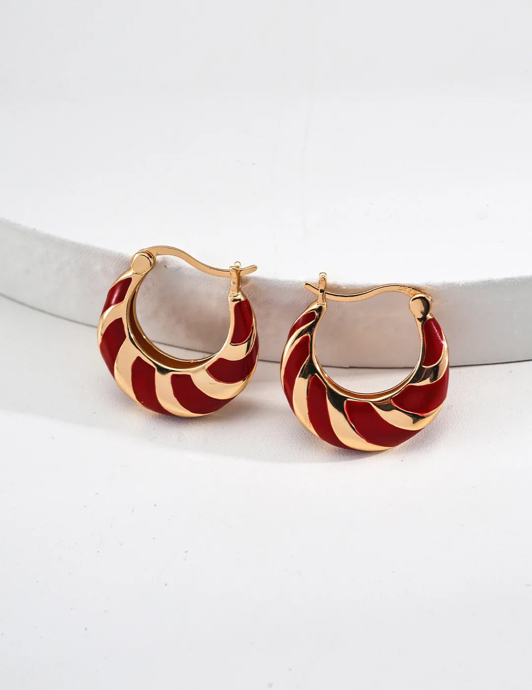 Minimalist Red Glazed Earrings