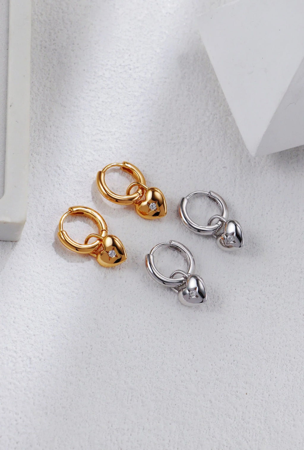 Heart-Shaped Zirconia Earrings