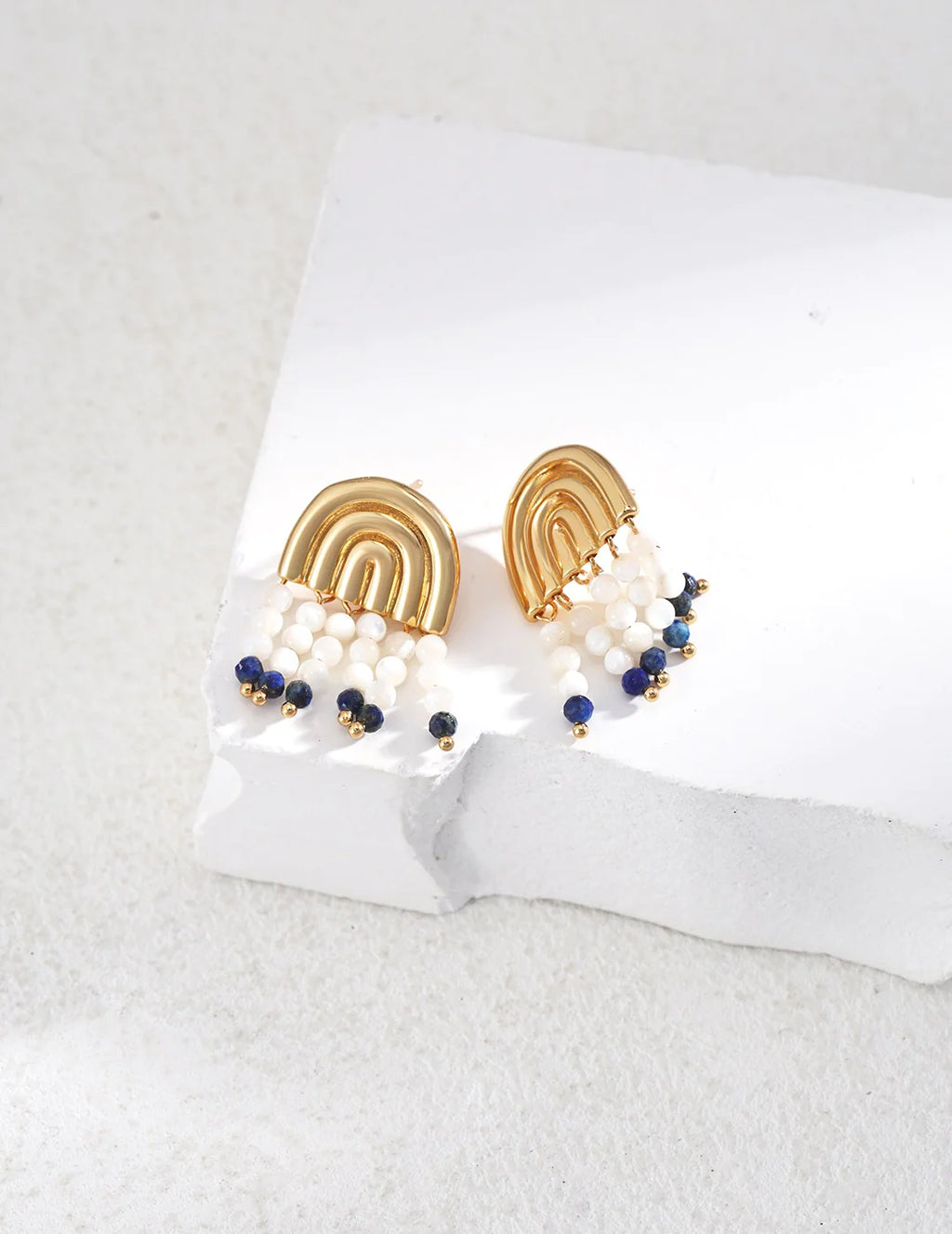 Mother-Of-Pearl Lapis Lazuli Earrings
