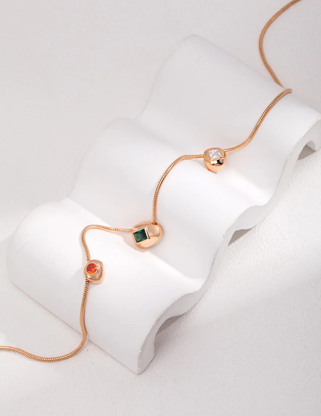 Red Green White Zircon Necklace