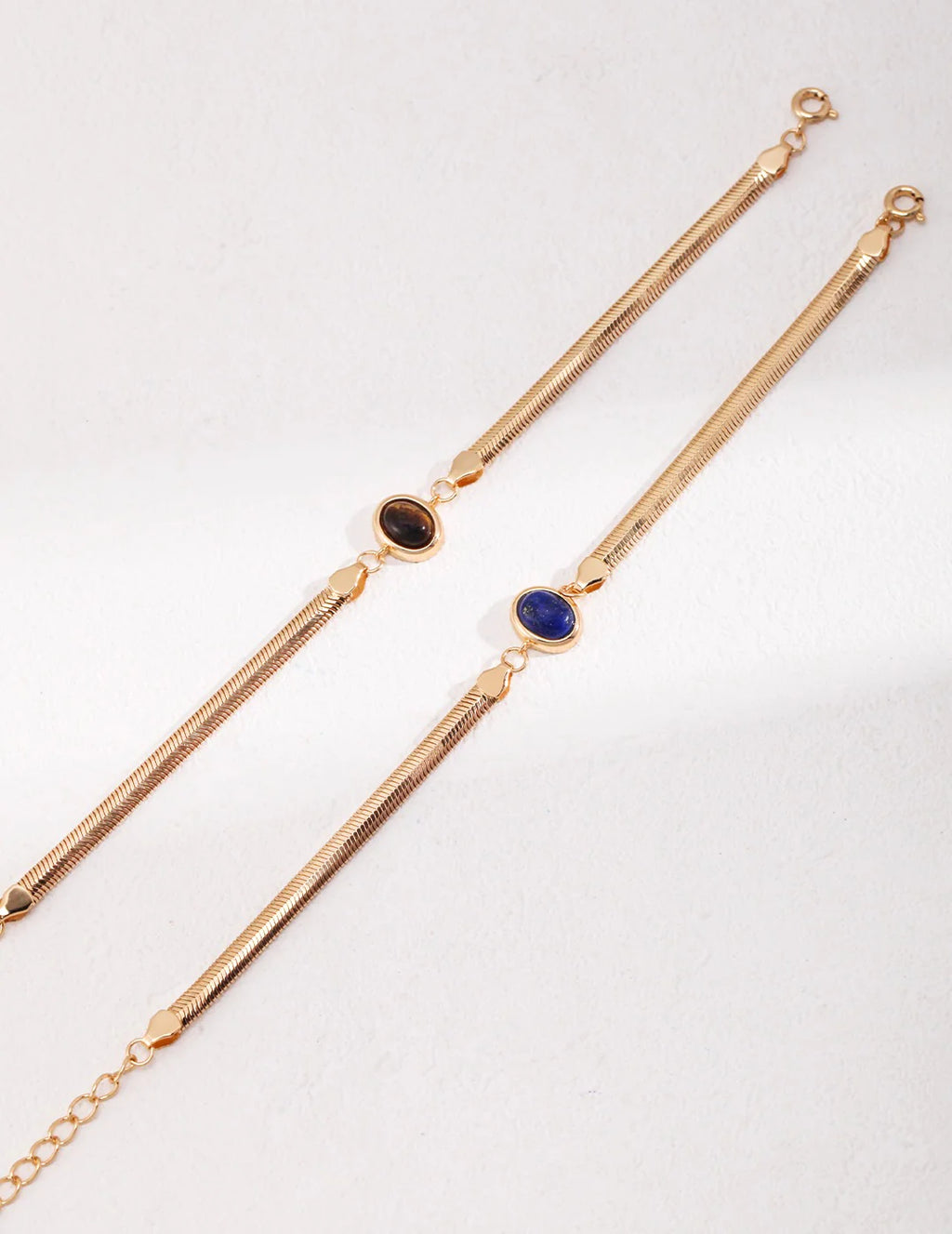 Natural Lapis Clasp / Tiger Eye Stone Bracelet