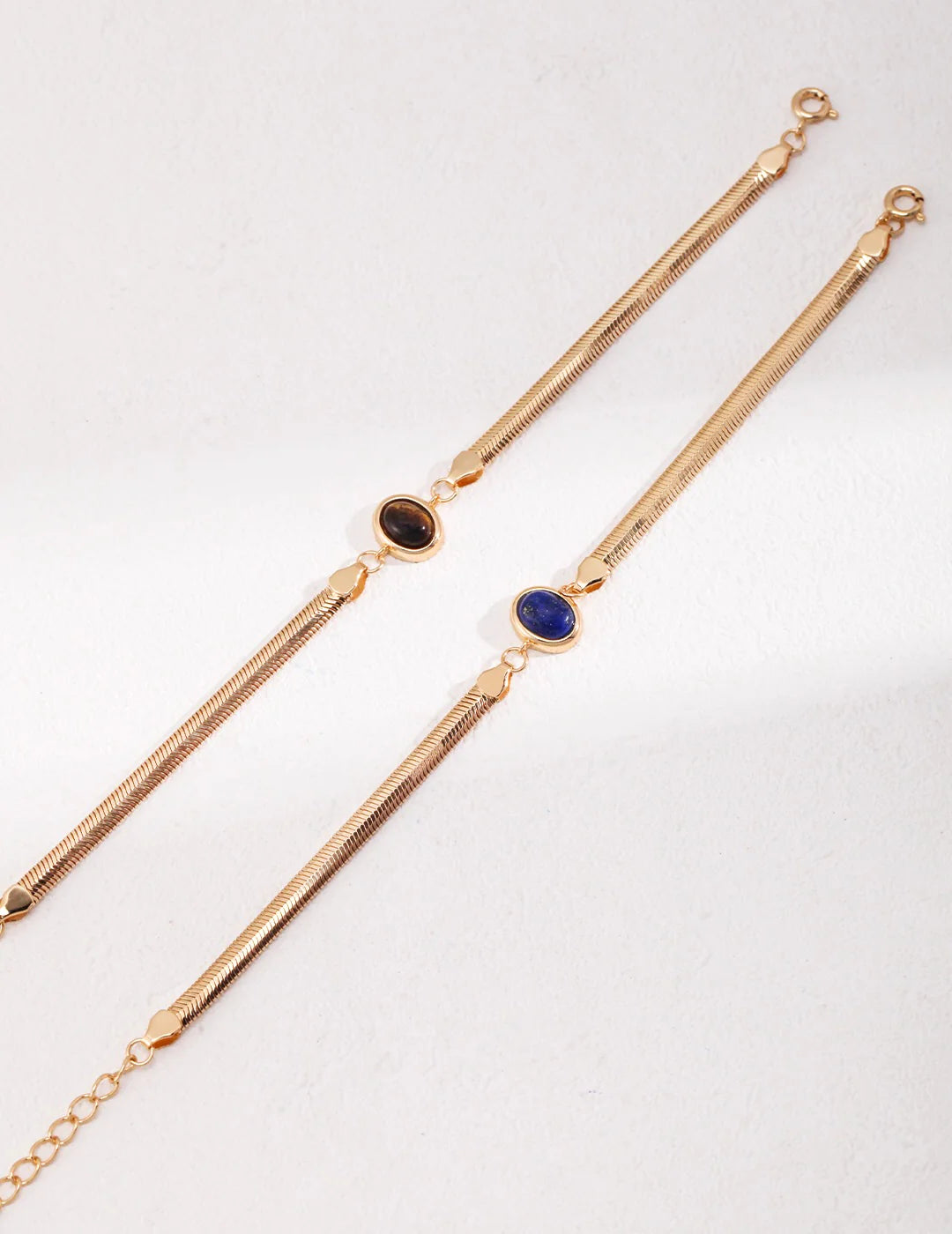 Natural Lapis Clasp / Tiger Eye Stone Bracelet