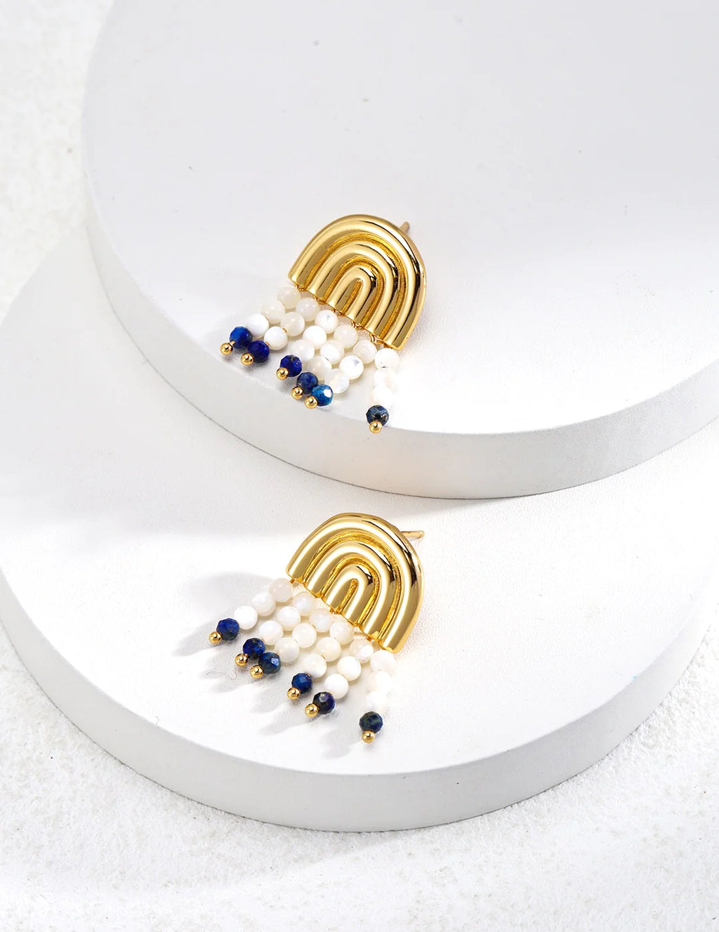 Mother-Of-Pearl Lapis Lazuli Earrings