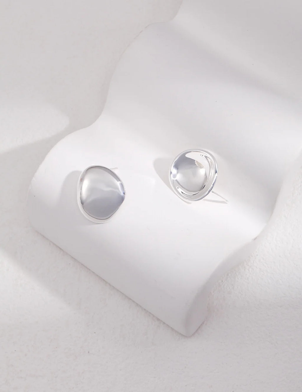 Concave and Convex Style Asymmetrical Stud Earrings