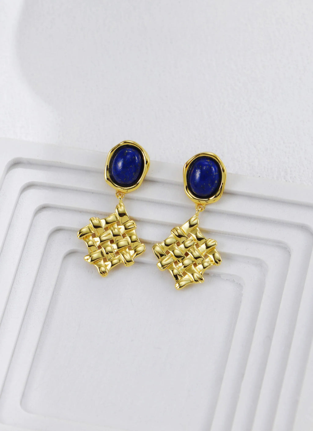 Lapis Lazuli Braided Earrings