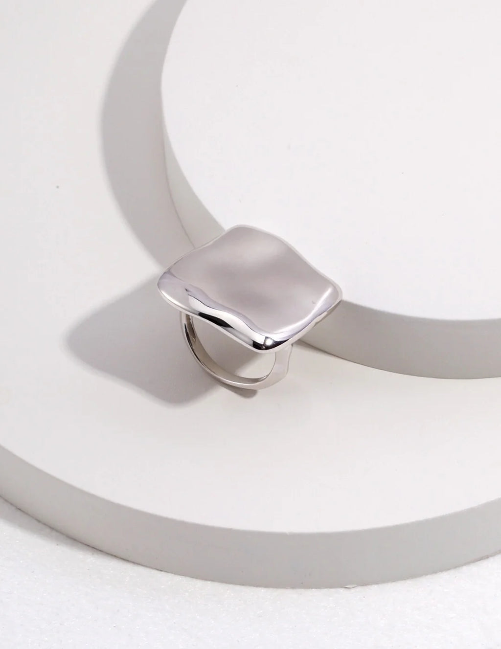 Exaggerated Square Concave and Convex Polished Ring