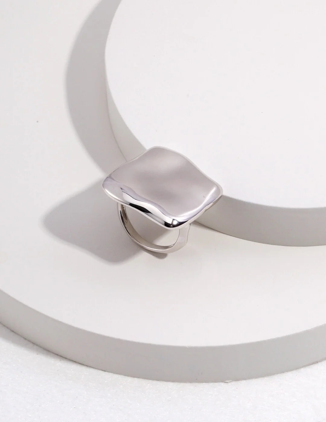 Exaggerated Square Concave and Convex Polished Ring