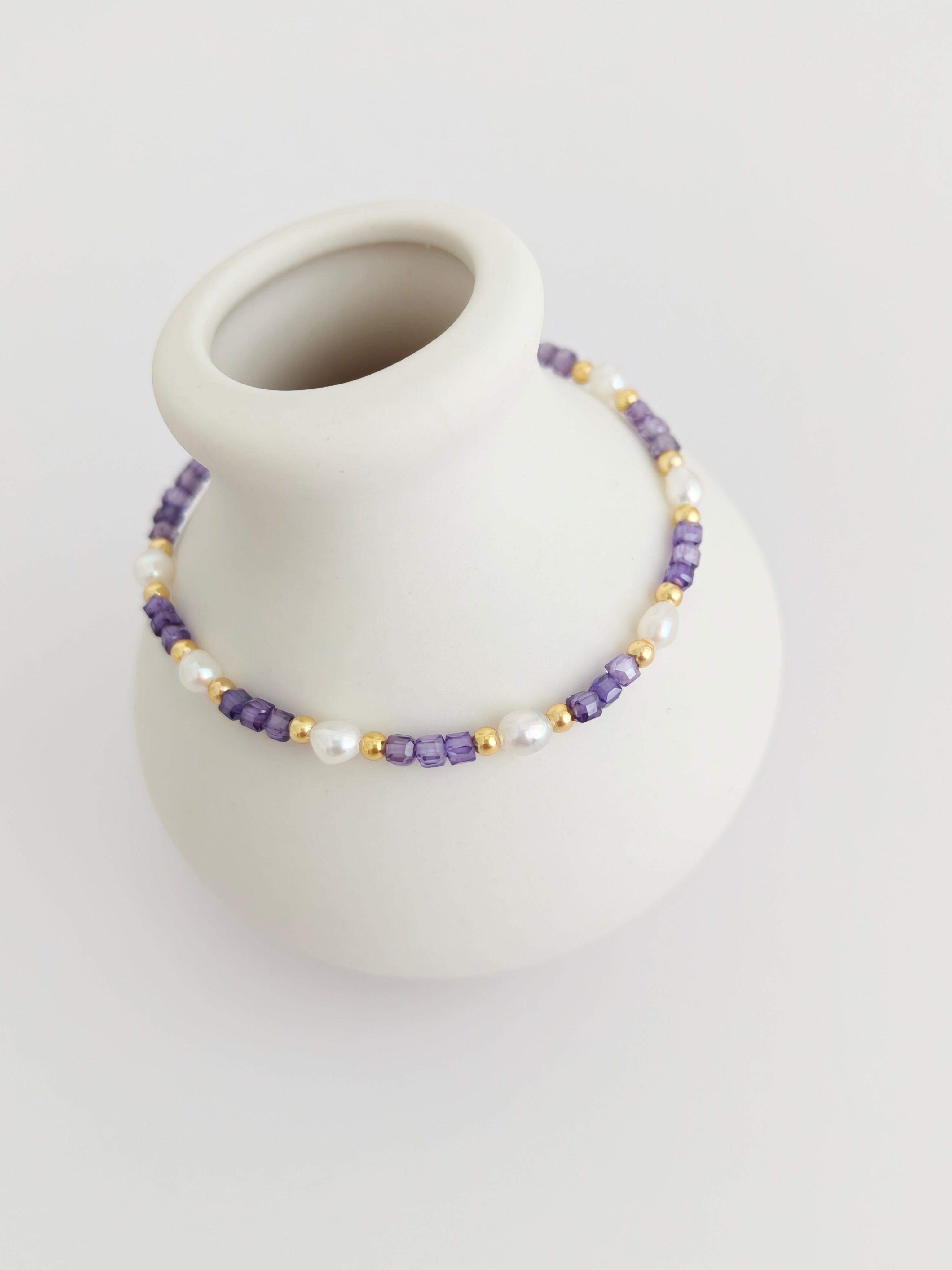 Natural Pearl Zircon Bracelet